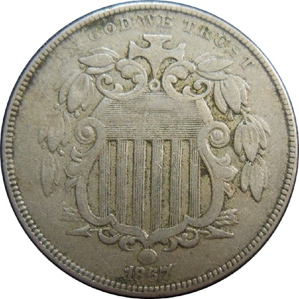 1867-Shield-Nickel-With-Rays